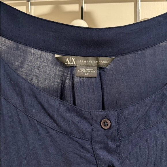 Armani Exchange short sleeve top with front pockets and tie - Picture 3 of 10